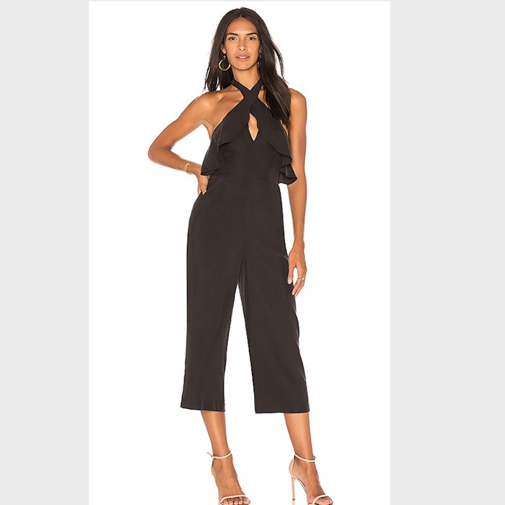 BCBGeneration Halter Ruffle Jumpsuit